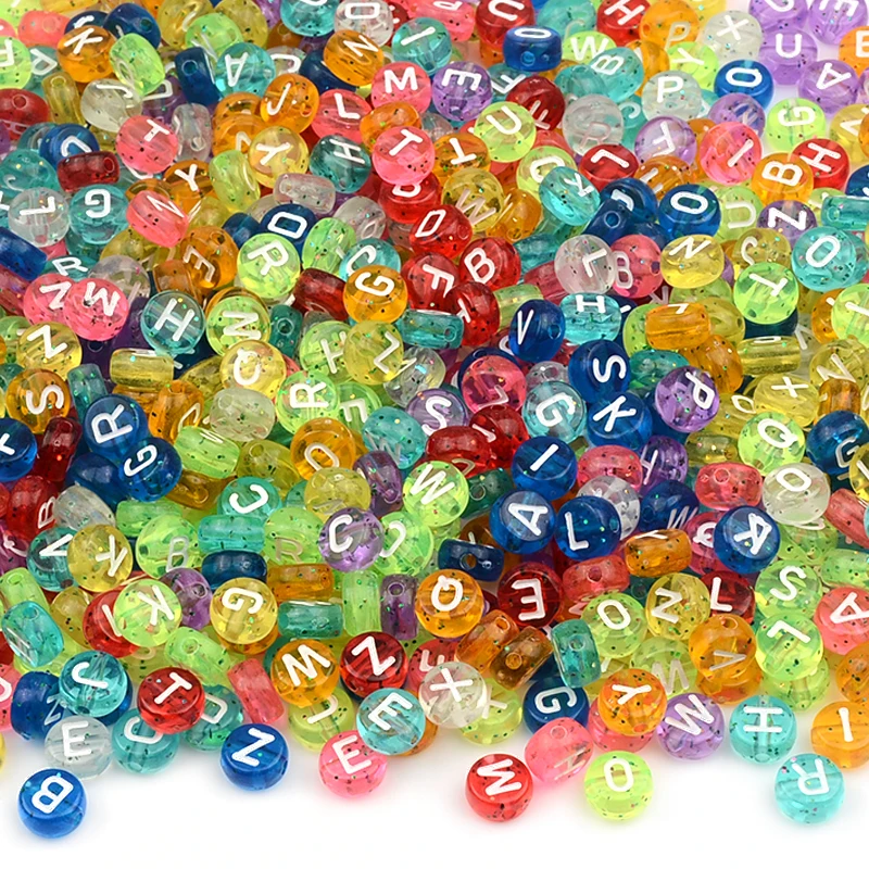 100pcs/lot Candy Color Acrylic Beads Spacer Letter Beads For Jewelry Making DIY Accessories  Bracelet Necklace