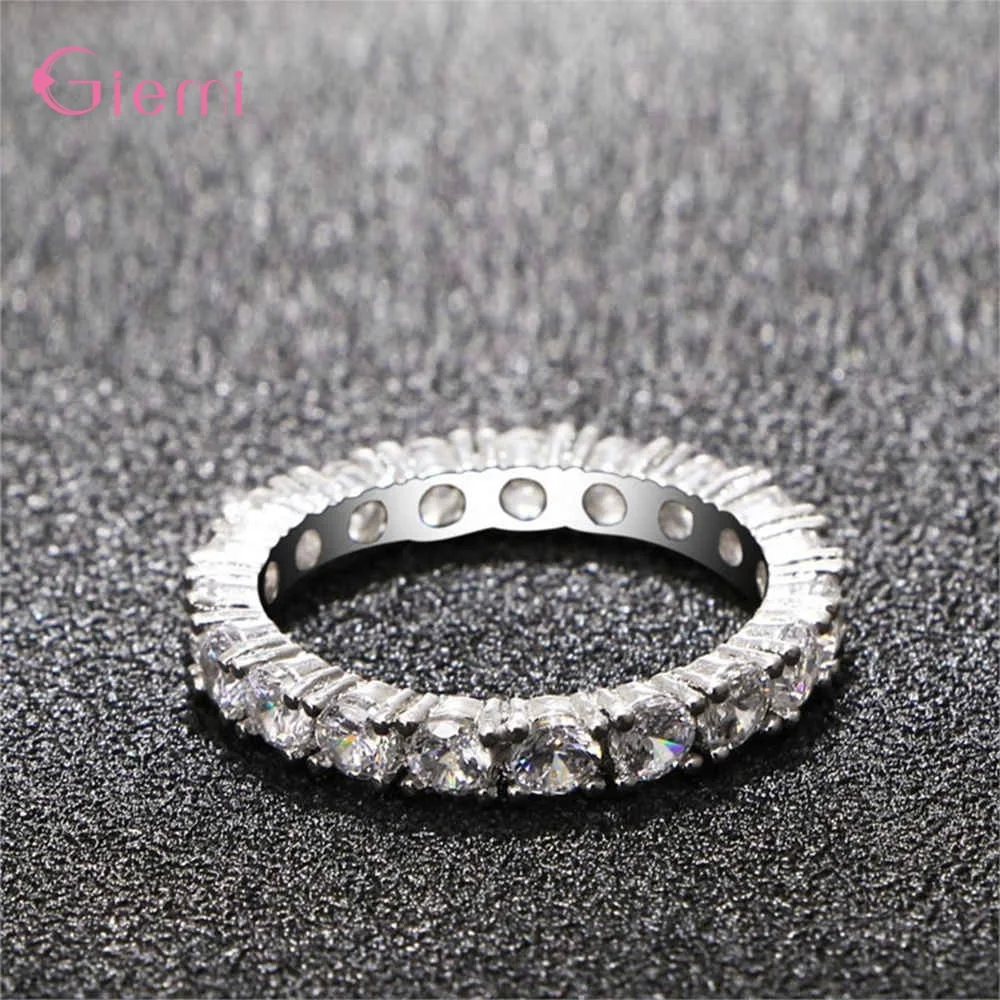 CZ Cubic Zircon Wedding 925 Sterling Silver Rings For Women Anniversary Daily Korean Trend Birthday Gift Jewelry