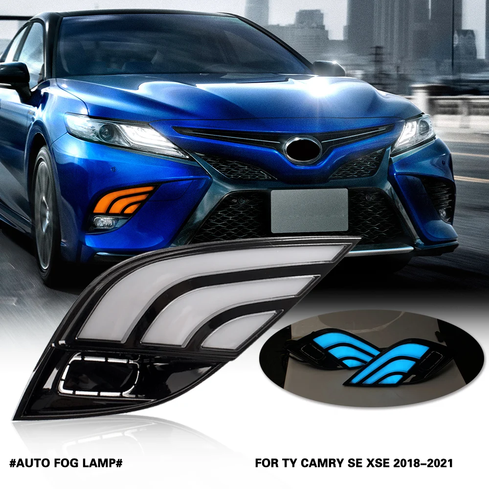 

Fog Lights Led For Toyota CAMRY SE XSE 2018-2021 3 Color White Yellow Blue, Front Fog Lamps Kit With Cables - 1 Pair