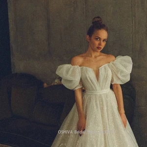 Helle Brautkleider mit abnehmbarem Rock, außerhalb der Schulter, kurze Ärmel, Linie A, Hochzeitskleider, Prinzessin, 2 Stücke 6 Hauptverkäufe Schulter -Schulter -Hochzeitskleid - №2