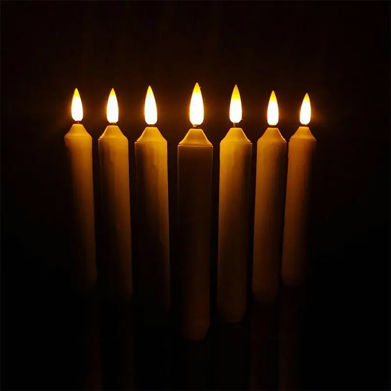 

120pcs Battery operate Wax Dip Led Taper CandleStick Light 3D Flame Home candelabra Party Decoration 15.5cm(H)-Amber Flickering