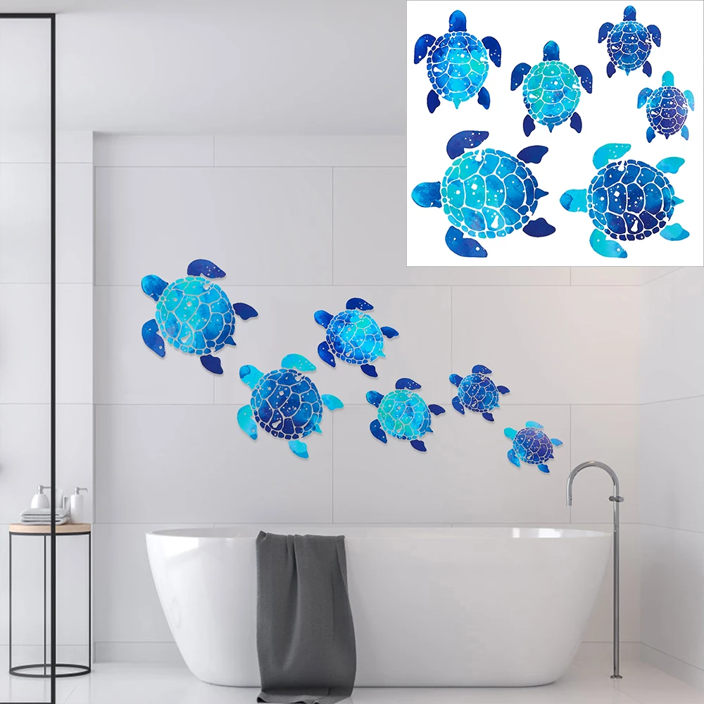 2 SET(12 PCS) Office Removable Vinyl Waterproof Picture Home Decoration Sea Turtle Wall Stickers Wall Decals