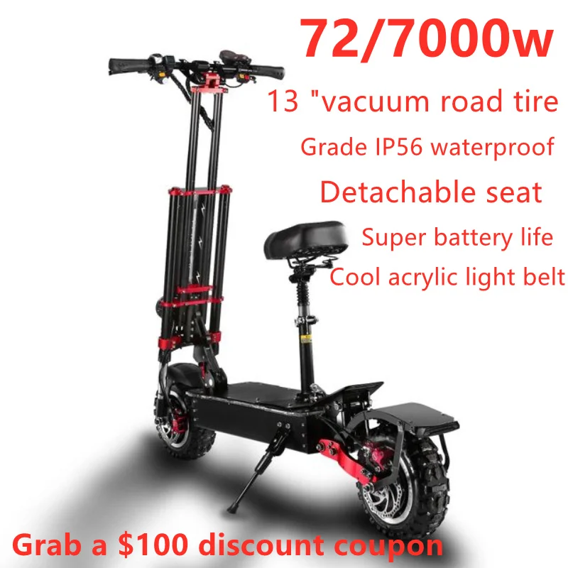 

Free Shipping 13 Inch 60V 6000W / 72V 7000W Electric Scooter adult High Speed Off-Road Dual Drive Folding Electric Vehicle