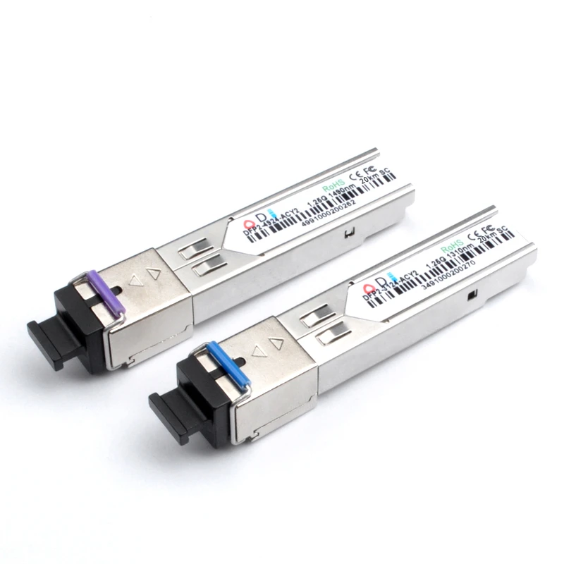 SC SFP Modul Serat Optik Kelas Industri-40 ~ + 80 Celsius 1,25g20km 1310/1550nm Modul Optik Kompatibel SFP Tunggal 5 Pasang