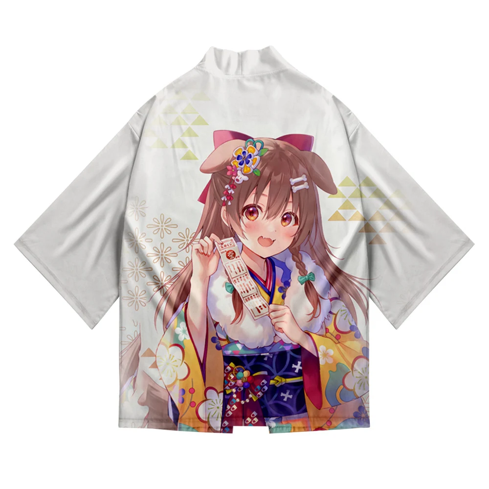 HOLOLIVE-VTuber Inugami Korone 3D para hombre y mujer, blusa Sexy de manga de tres cuartos, estilo Kawaii, Kimono de moda para vacaciones de verano