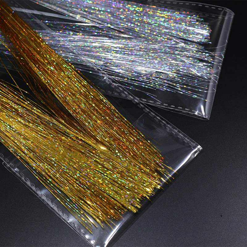 Big volume 3packs set total 1000strands fly tying flat holographic tinsel laser flash minnow pike streamers fly tying materials