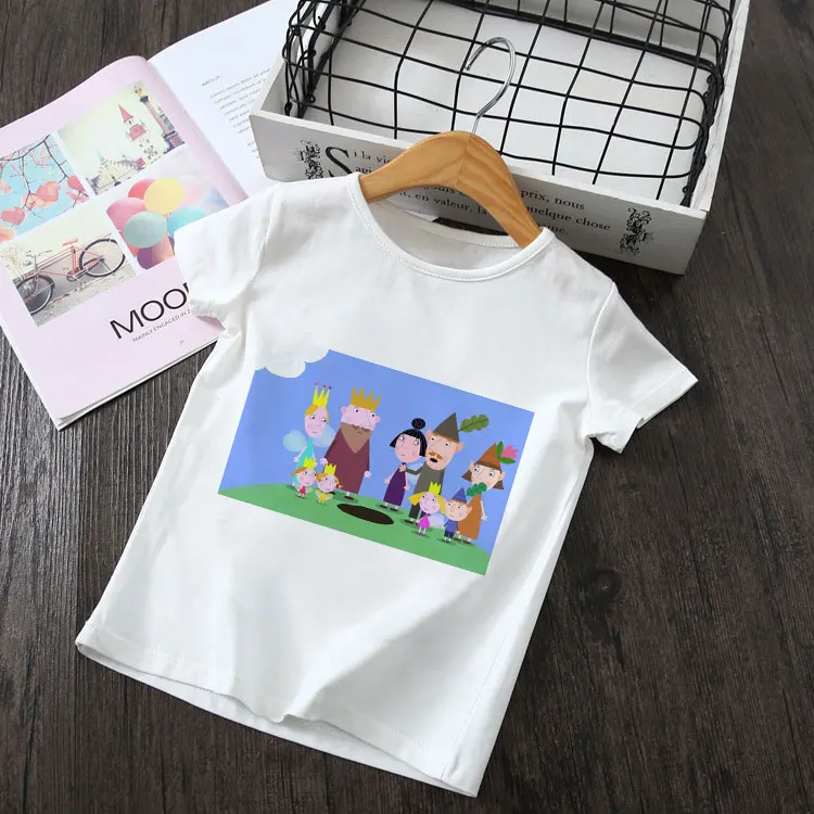 Kids Girl Baby Tshirt Casual T-shirt Children Cartoon Ben And Holly Kingdom T Shirt Boy And Girls Cartoon Short Sleeve Pink Tops