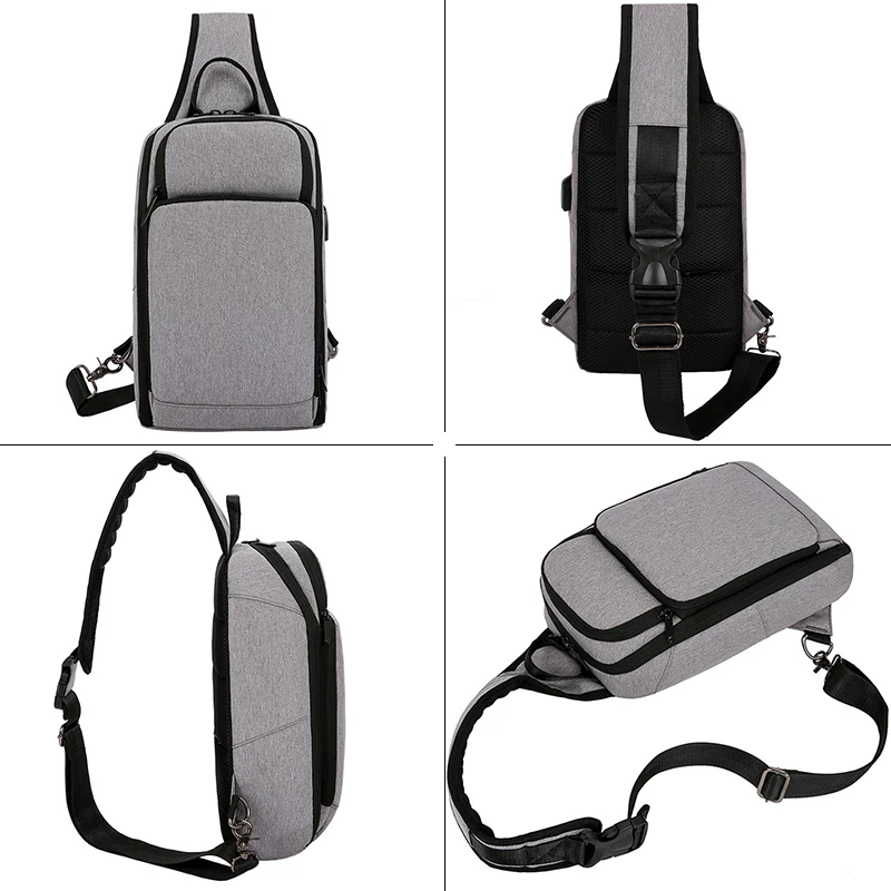 bandolera cruzada hombre, mochila bandolera hombre, Bandolera multifunción con logotipo personalizado para hombre, bolso de pecho antirrobo con USB,