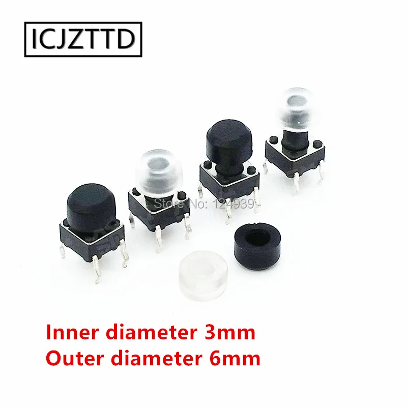 100pcs button cap inner diameter size 3mm for 6*6 series round head tact switch 6x6x5mm black transparent white color