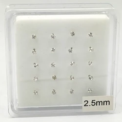 24G 100% 925 Sterling silver 2.5 mm crystal nose Pin Stud Unisex indian nose piercing jewelry 20pcs/pack