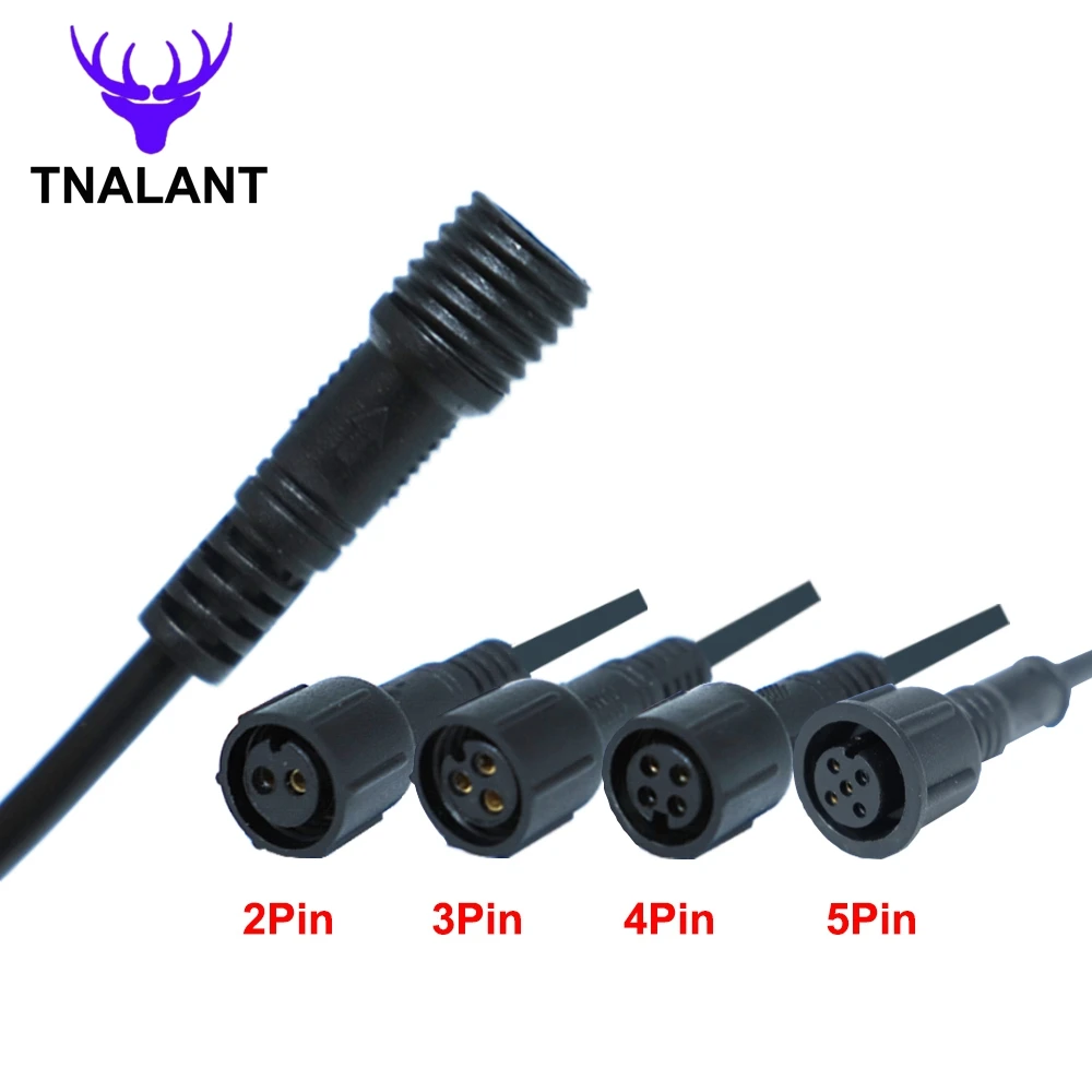 2Pin 3Pin 4Pin 5Pin 5~50Pairs Male to Female Led Connector Waterproof IP68 Black Cable For LED Light Strips