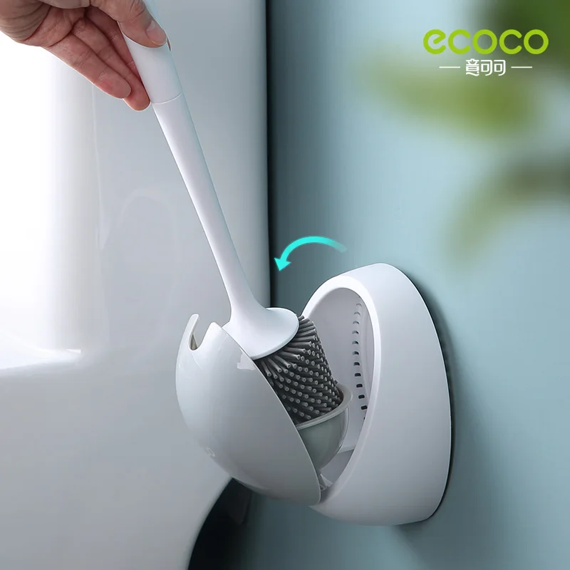 ECOCO Silicone Toilet Brush WC Accessories Drainable Cleaning Brush Wall Mounted Cleaning Creative Home Lavatory Bathroom Suit