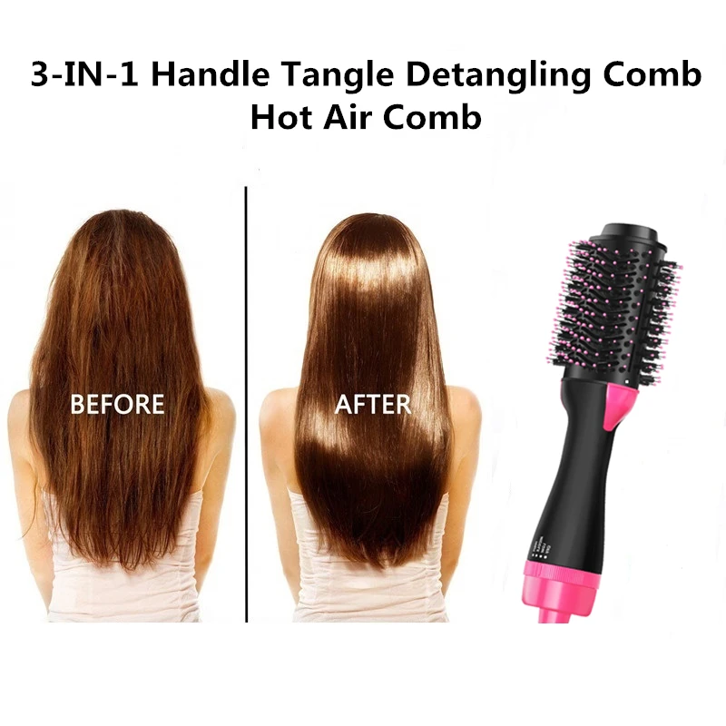 

Straight/Curls One-Step Hair Dryer & Volumizer Roller Electric Hot Air Curling Tangle Detangling Comb Blow Dryer Hot Air Brush