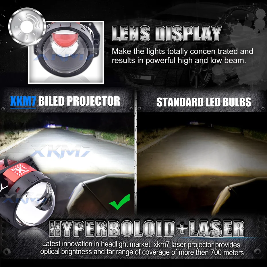 3 inch Laser Bi-led Projector Lens 140W Hyperboloid LED Headlight Retrofit for Hella 3R Frame LED Lights Tuning Car Accessories