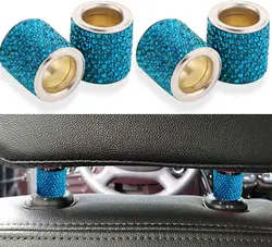 4 Pack Car Headrest Collars Car Head Rest Rings Decor Bling Bling Crystal Diamond Ice for Car SUV Truck Interior Decoration