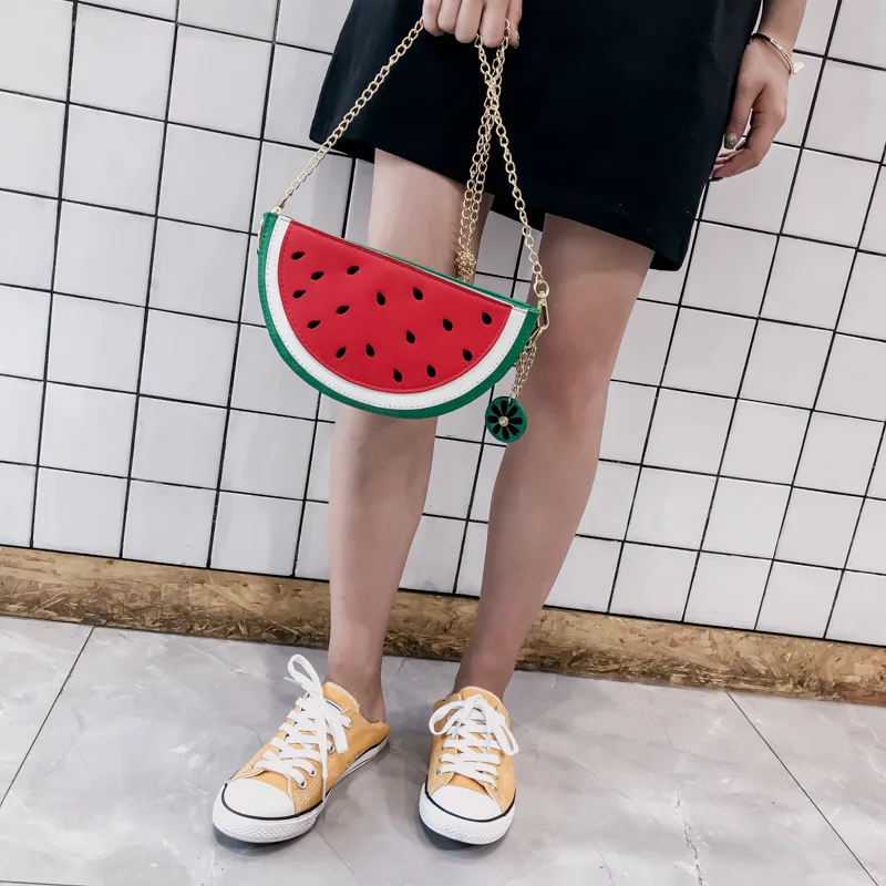 Cute Watermelon Lemon Shape Crossbody Bag Shoulder Chain Bag Girl\'s Purses and Handbag Women Casual Clutch Bag Cartoon Fruit Bag