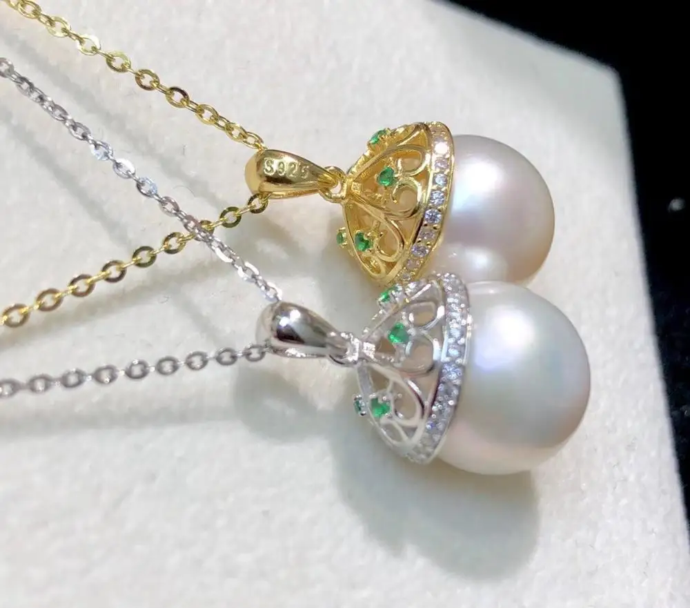 

Hot Fashion New 925 Sterling Silver Pendant Base Settings Mountings Findings Parts for Pearl Crystal Jade Agate 5pcs/lot