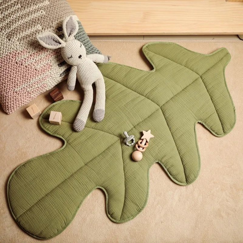 1PC Baby Play Mat Cotton Crawling Blanket for Toddler Kids Leaf Shape Rug Newborn Activitys Games Toys Soft Baby Room Decoration