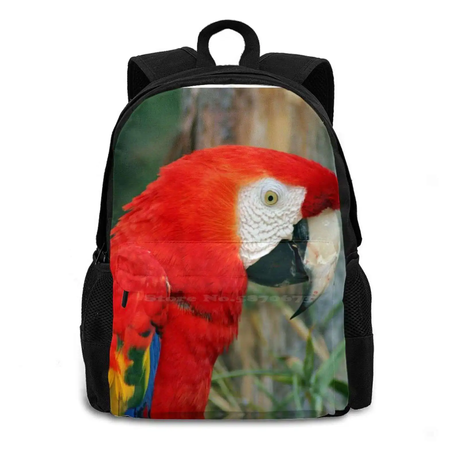 Macaw Ara Travel Laptop Bagpack School Bags Bird Portrait Wild Macaw Ara Red Nature Natural Green