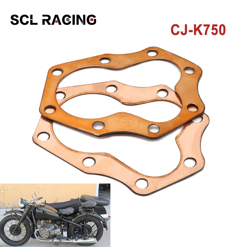 SCL Racing 1Pair Ural Motorcycle Pure Copper Cylinder Head Gaskets For CJ K 750 24HP K750 M1/M72/R71 Suit Bavarian