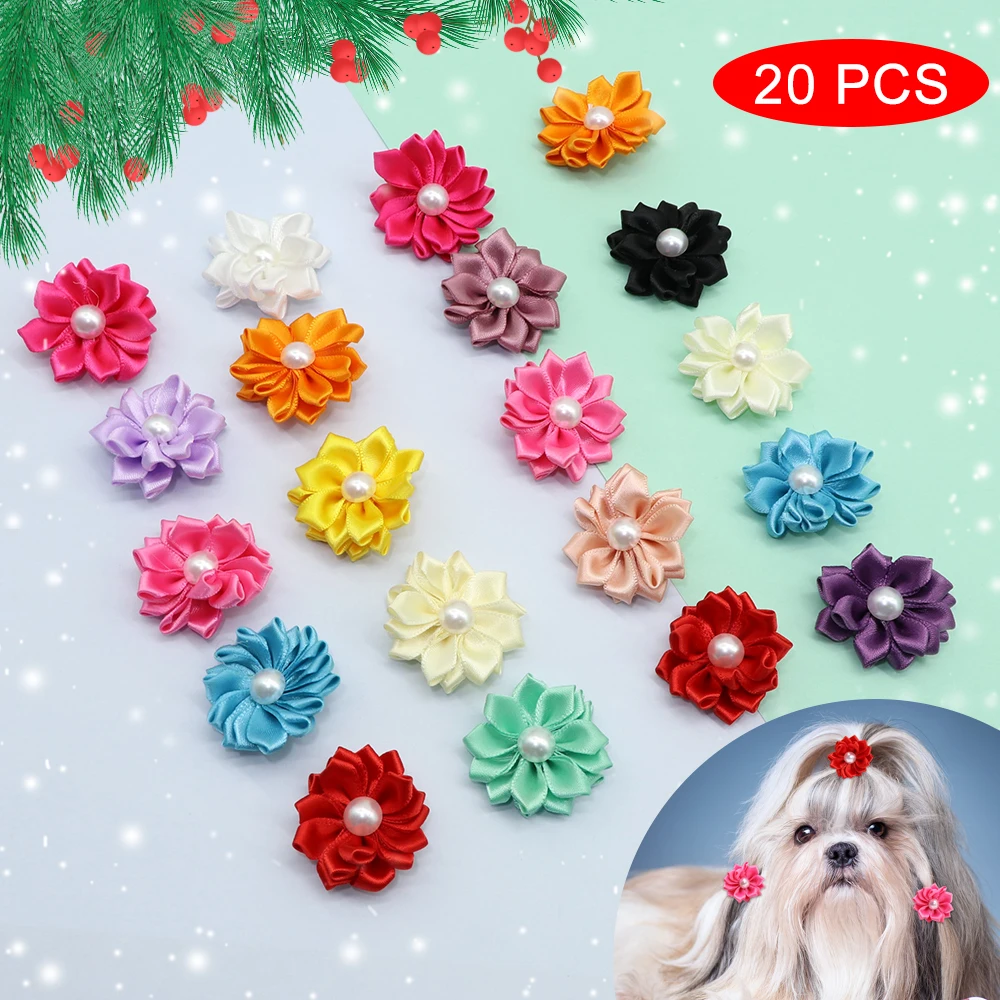 

20pcs/lot Cute Dog Hair Bows For Puppy Yorkshire Small Dogs Hair Accessories Grooming Bows Pets Hair Clips Pet Supplies