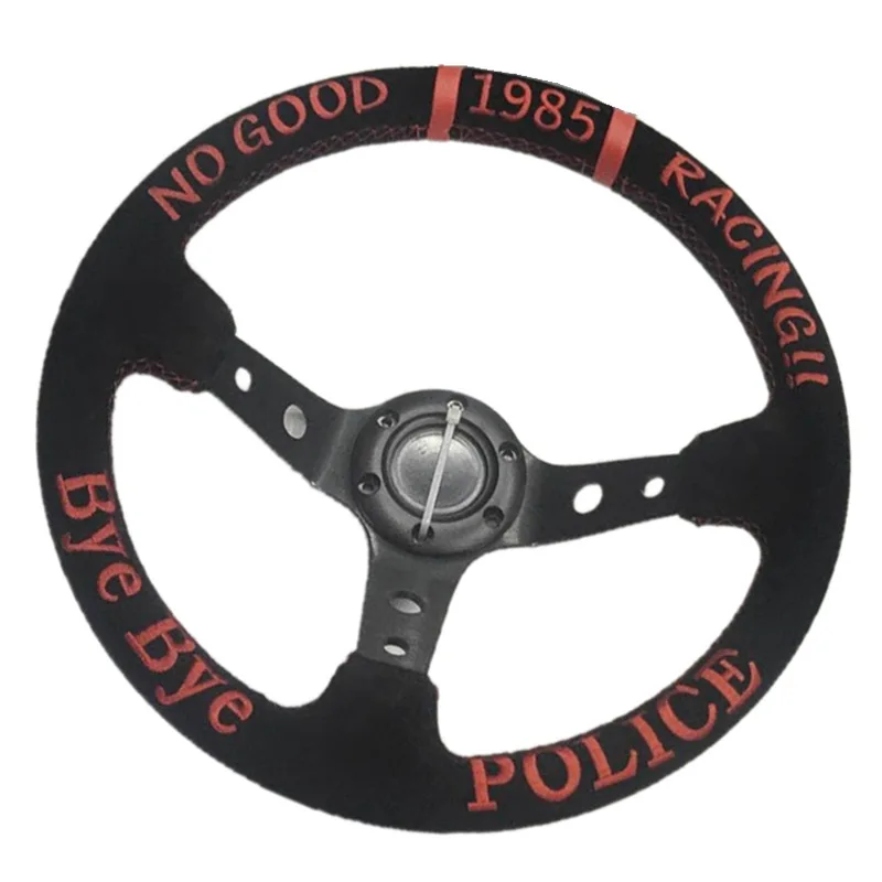 Universal 350/320mm deep concave suede leather racing steering wheel with aluminum frame Car Accessiores