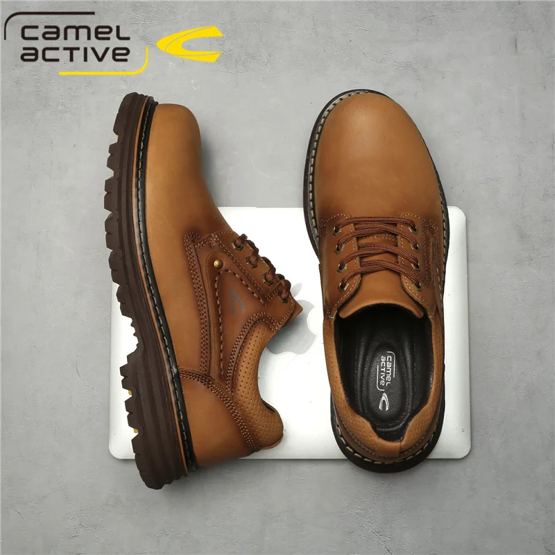 Camel Active Genuine Leather Men\'s Shoes New Fashion Laces Soft Cowhide Lightweight Comfortable Casual Men Business Shoes