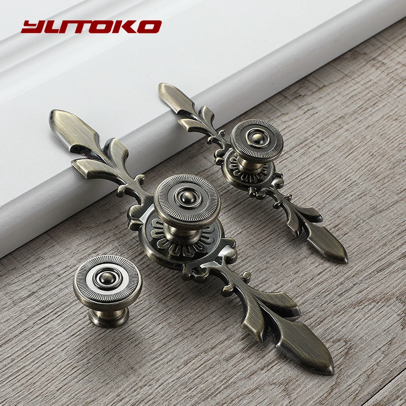 YUTOKO Vintage Door Handles Antique Knobs and Handles for Kitchen Cabinets Cupboard Handles Closet Handle Furniture Hardware