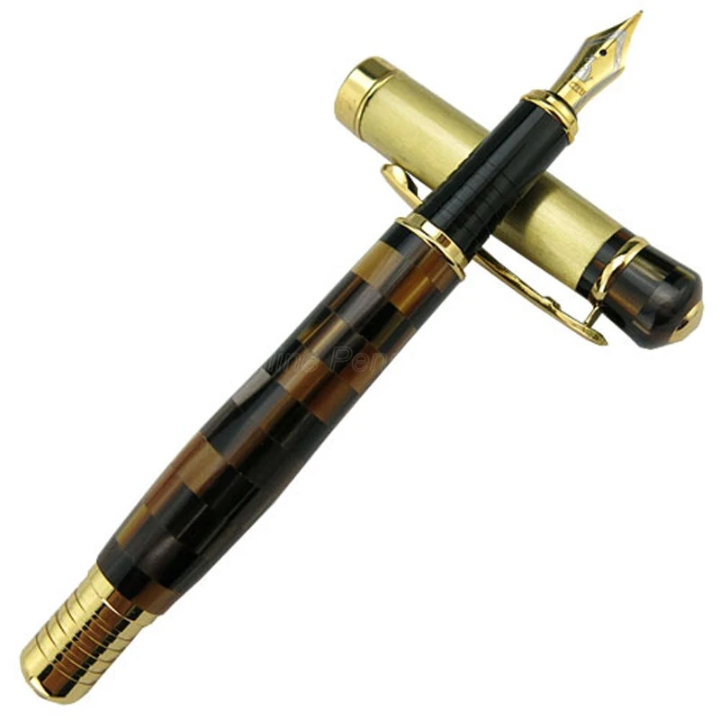 

Kaigelu 336 Exquisite Marble Celluloid Fountain Pen Iridium Medium Nib Brown Pattern Nostalgic Writing Gift Pen