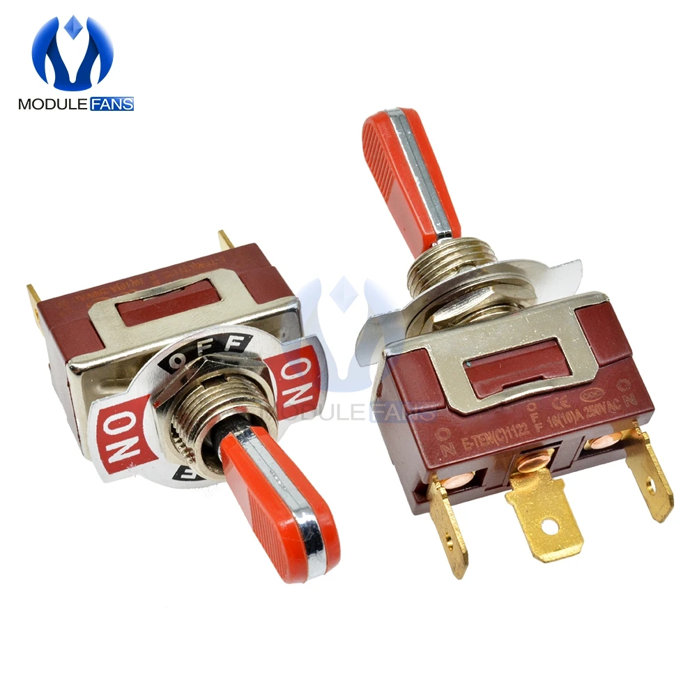 E-TEN(C)1122 1122 Toggle Switch  Double Throw SPDT ON-OFF 250V/16A 1/4 Inch Mounting 29*14.6MM 3Positions 3Pins 12mm