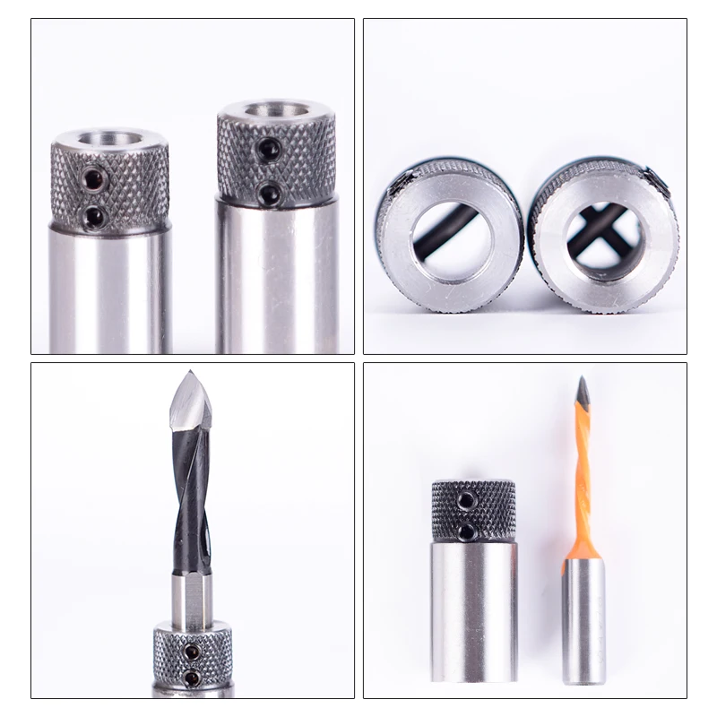 UCHEER 2pcs/set Woodworking Drill Bit Row Cross Sleeve Row Drill Clamp Sleeve Base on Drilling Rig