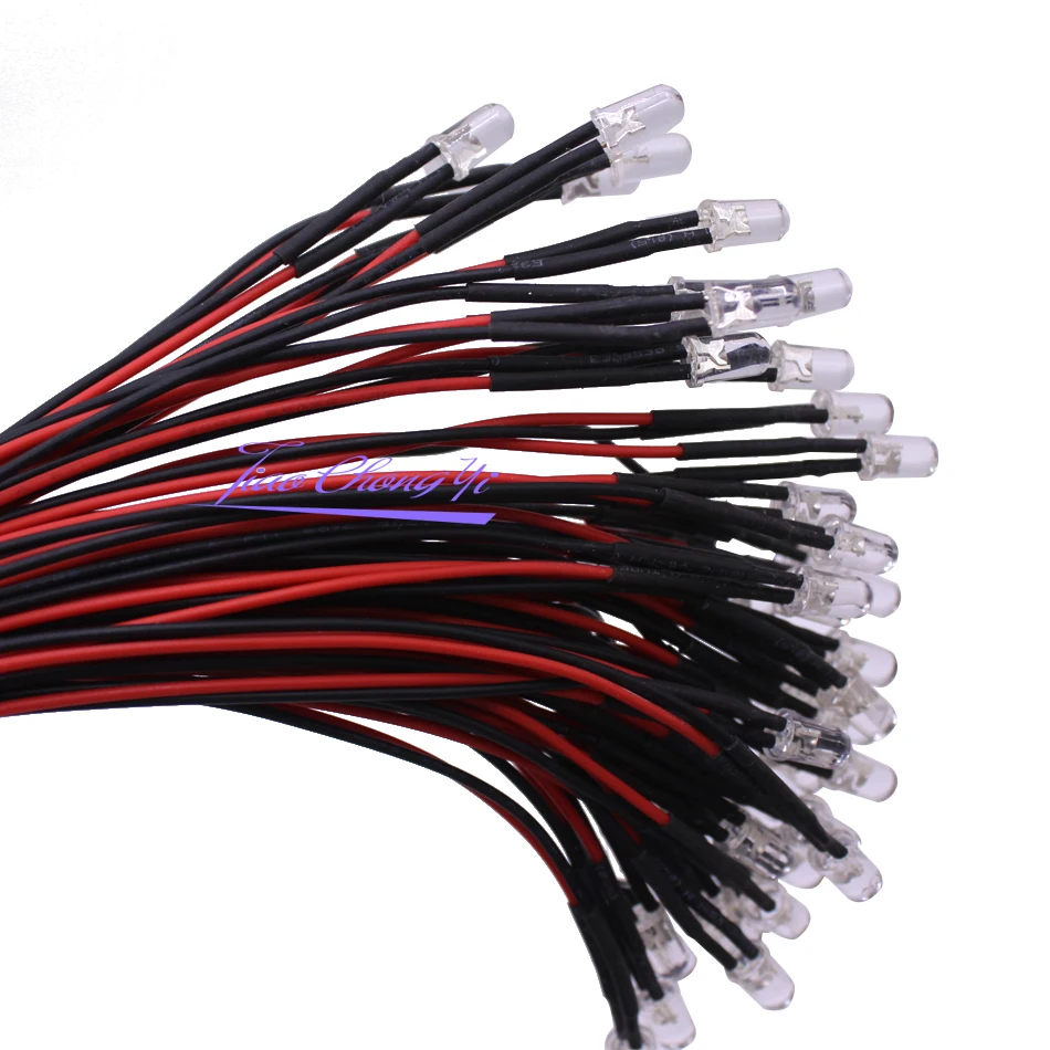 DC 9-12V 3mm/5mm Red/Green/Blue/RGB white UV  Round Pre-Wired Water Clear LED With Plastic Holder 10-100pcs