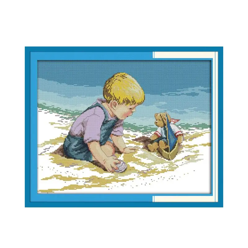 

The beach boy cross stitch kit DIY hand embroidery set craft handmade needlework