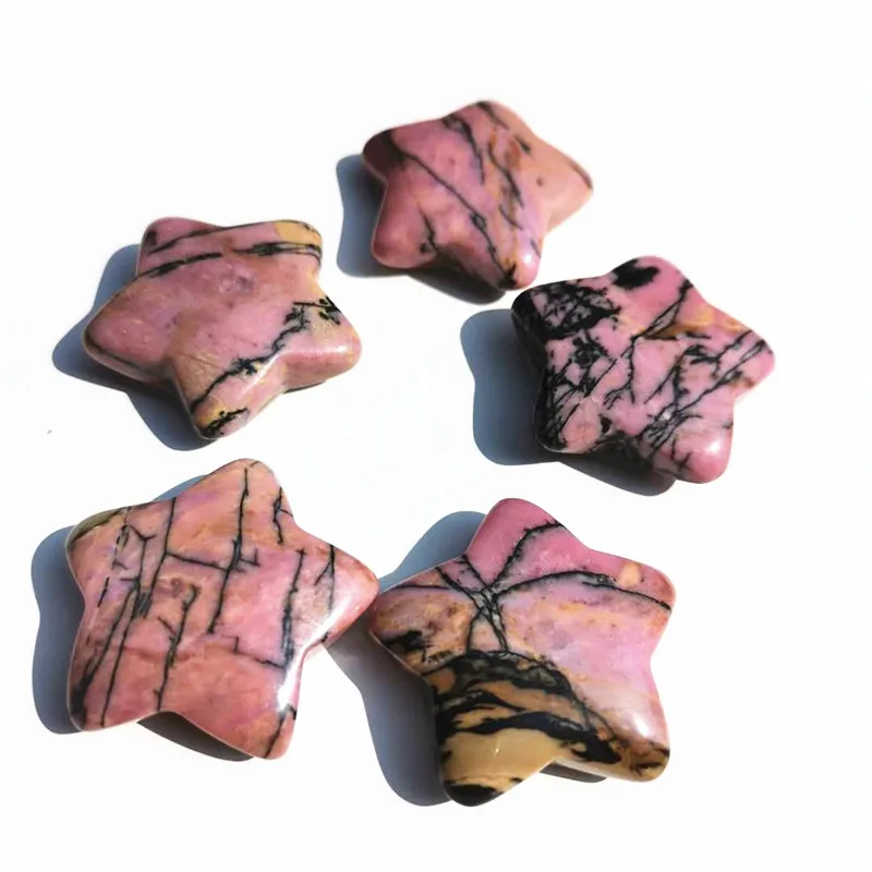 30mm Natural Rhodonite Crystal Gemstone Star Meditation Healing Chakra Polished crystal Gifts