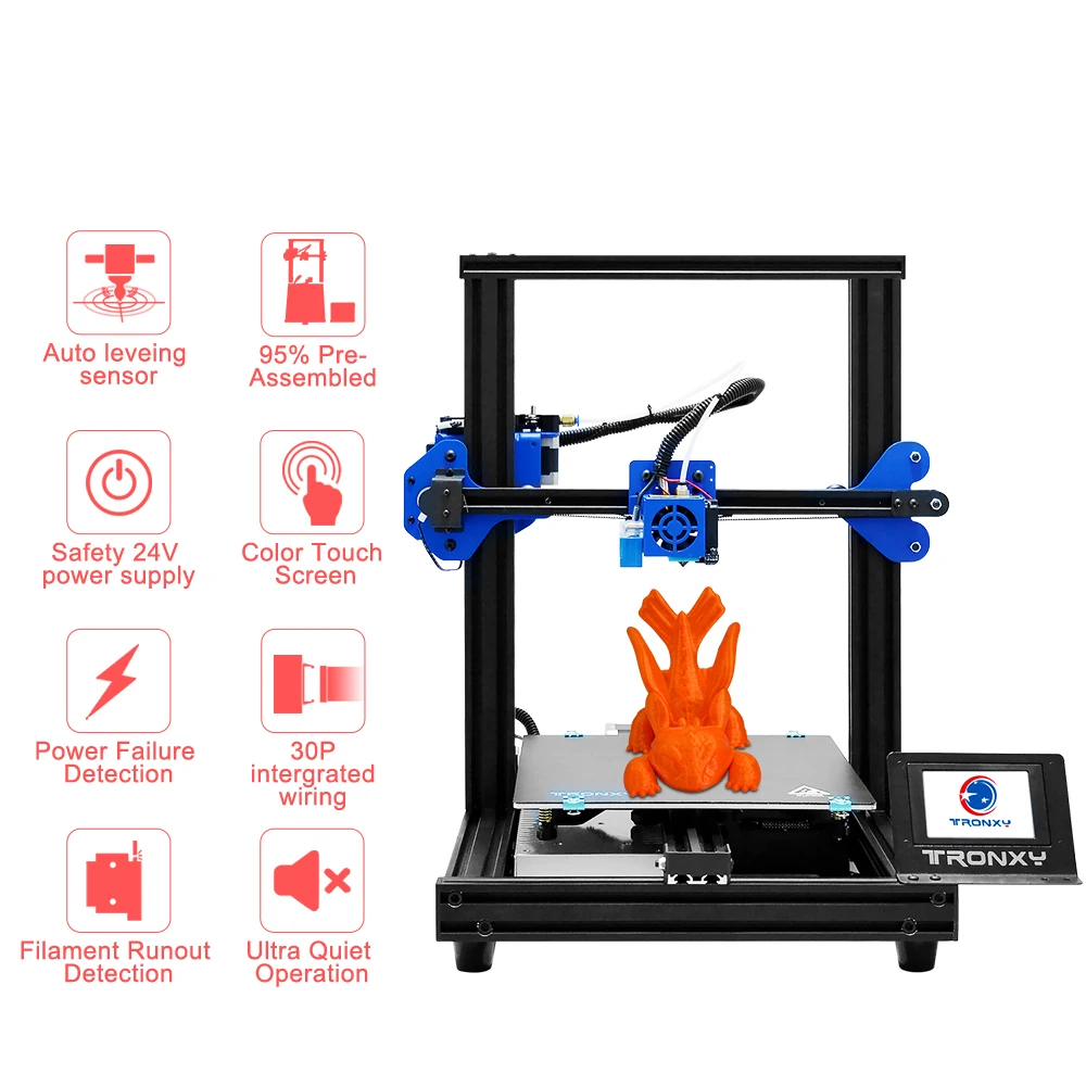 Stampante 3D Tronxy XY-2 PRO con filamento PLA Impressora Drucker piastra di costruzione 255*255mm montaggio rapido alta precisione per principianti