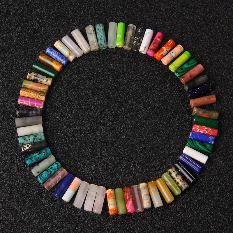 4*13mm Natural Stone Beads Round Tube Green Malachite Imperial Stone Loose Spacer Beads for DIY Jewelry Making Accessries