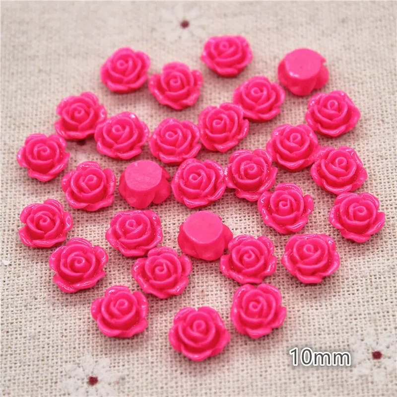 100PCS 10mm Mix Colors Cute Resin Rose Flowers Flatback Cabochon DIY Jewelry/Craft Decoration