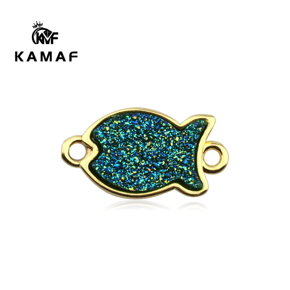 Small Fish Charm Imitation Bud Connector Plating Brass Bracelet Necklace Accessories 19mm*10mm