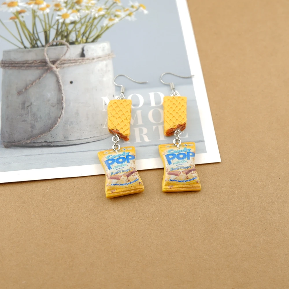 Kawaii غائر الدب الشوكولاته البسكويت الأقراط زي العصرية نمط امرأة فتاة المجوهرات قطرة الشحن