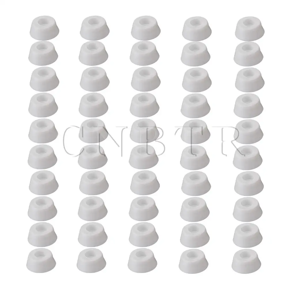 CNBTR 50 x White OD20mm ID15mm Rubber Cabinet Furniture Recessed Feet Bumpers Pad