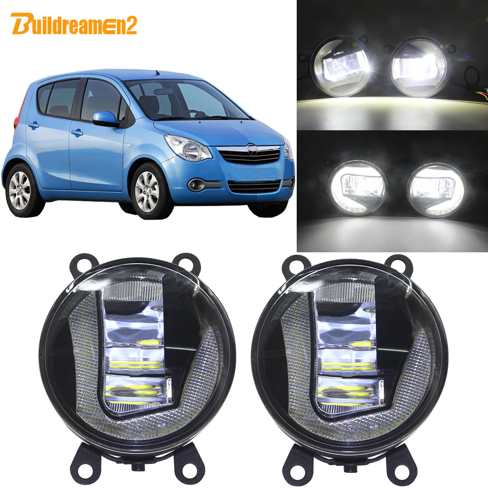 Buildreamen2 For Opel Agila (B) (H08) Hatchback 2008-2015 Car LED Projector Fog Light + Daytime Running Light DRL White H11 12V