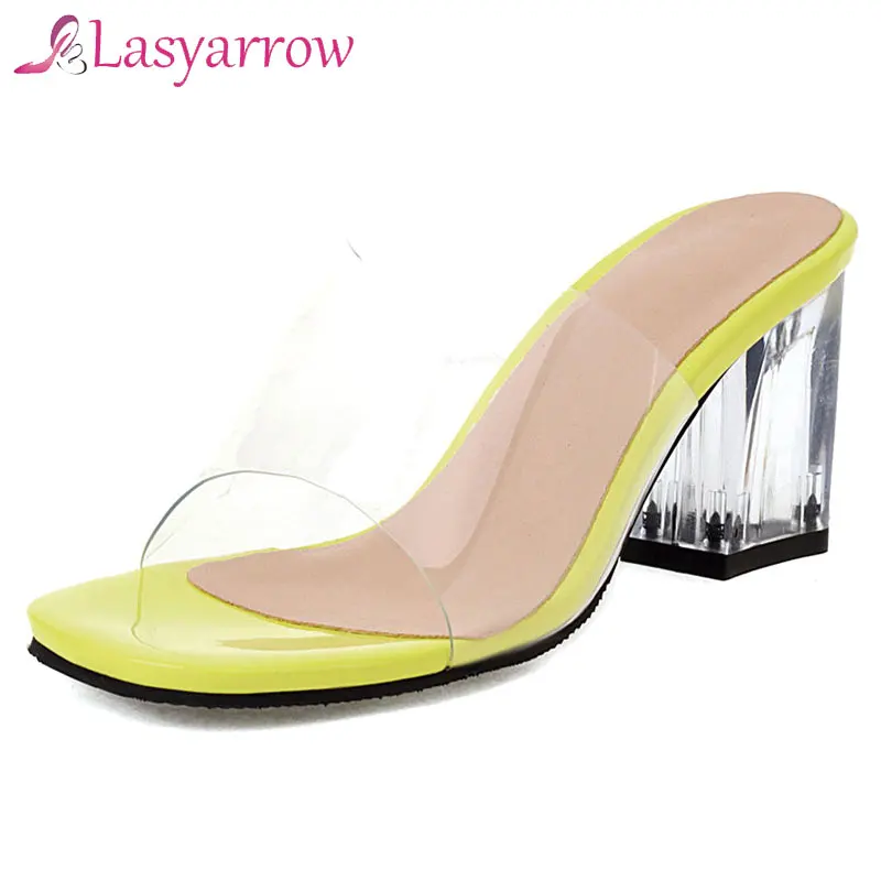 Lasyarrow Summer 2021 Women Sandals Slides Women's Slippers Sandals Shoes Thick High Heels Platform Shoes Big Size 32-48