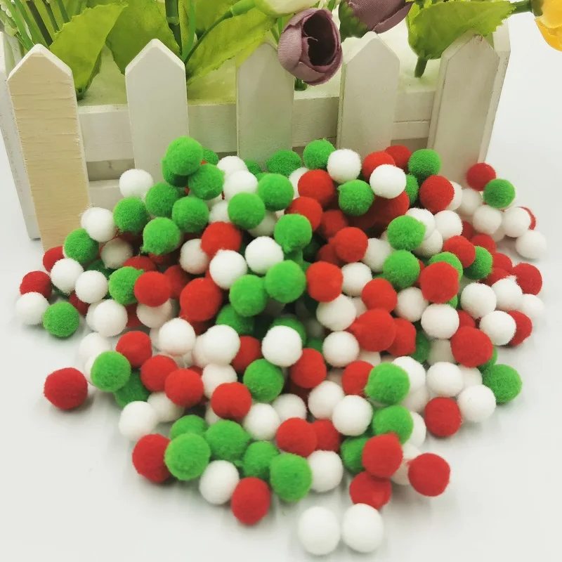 Christmas Decoration Pompom Ball 8/10/15/20/25/30mm Elastic Soft Mini Ball Pompones Children DIY Creative Chritmas Tree Supplies