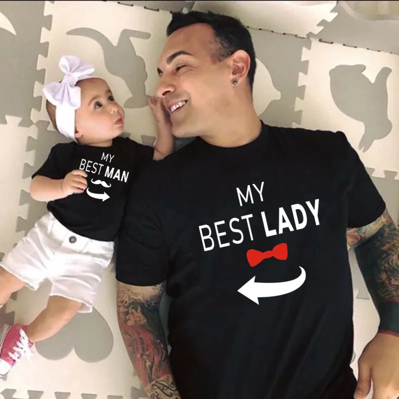 My Best Lady/Man Family Matching Clothes Daddy Kids T-shirt Baby Bodysuit Family Look Father Daughter Clothes Father's Day Gift