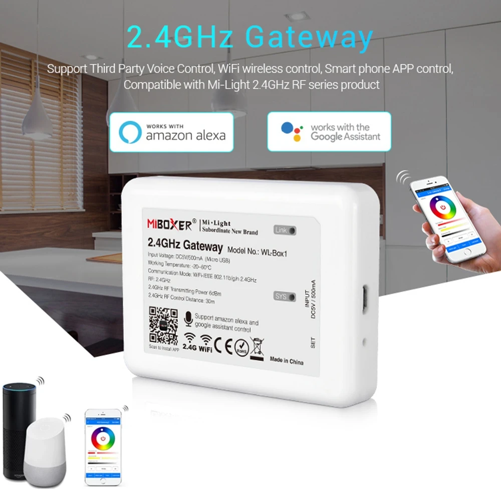 Milight WIFI WL-Box1 MiBoxer RF Touch Remote RGB LED Controller 2.4G Wireless 4-Zone RGB Controller For 2835 5050 RGB Led Strip