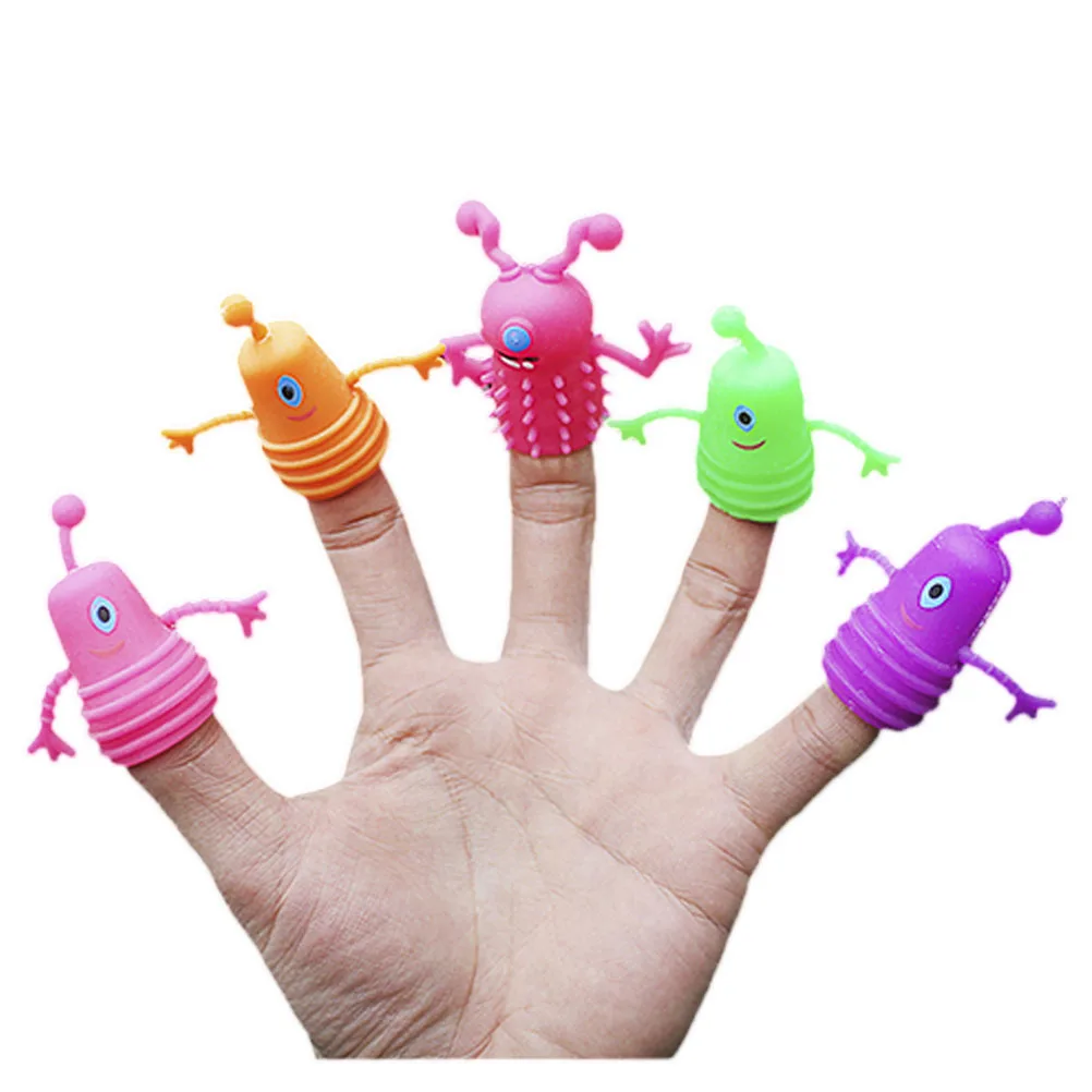 5Pcs/Set Random Style Color TPR Plastic Cute Finger Puppets Children Kids Finger Puppets Toy Parents Storytelling Props