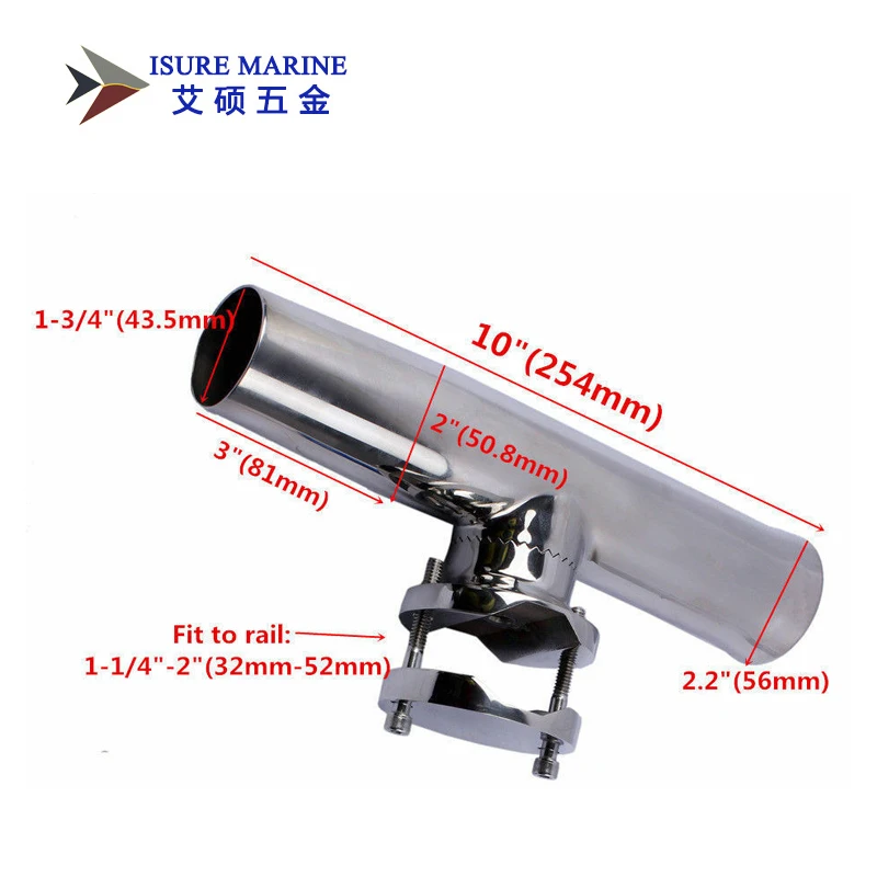 ISURE MARINE 1Pcs Stainless Steel Clamp On Fishing Rod Holder 1-1/4\