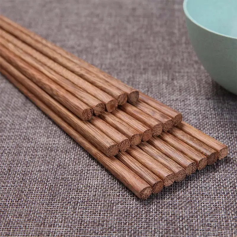 10 Pairs Of Red Sandalwood Chopsticks Household Wax And Lacquer-free Solid Wood Chopsticks Log Natural Green Chinese Chops