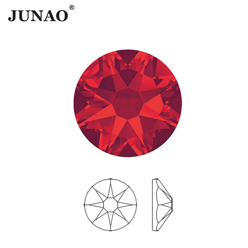 JUNAO 16 Cut Facets SS10 SS16 SS20 SS30 Top Quality 2088 Glass Flatback Rhinestone Non Hot Fix AB Crystal Stone Nail Strass Gems