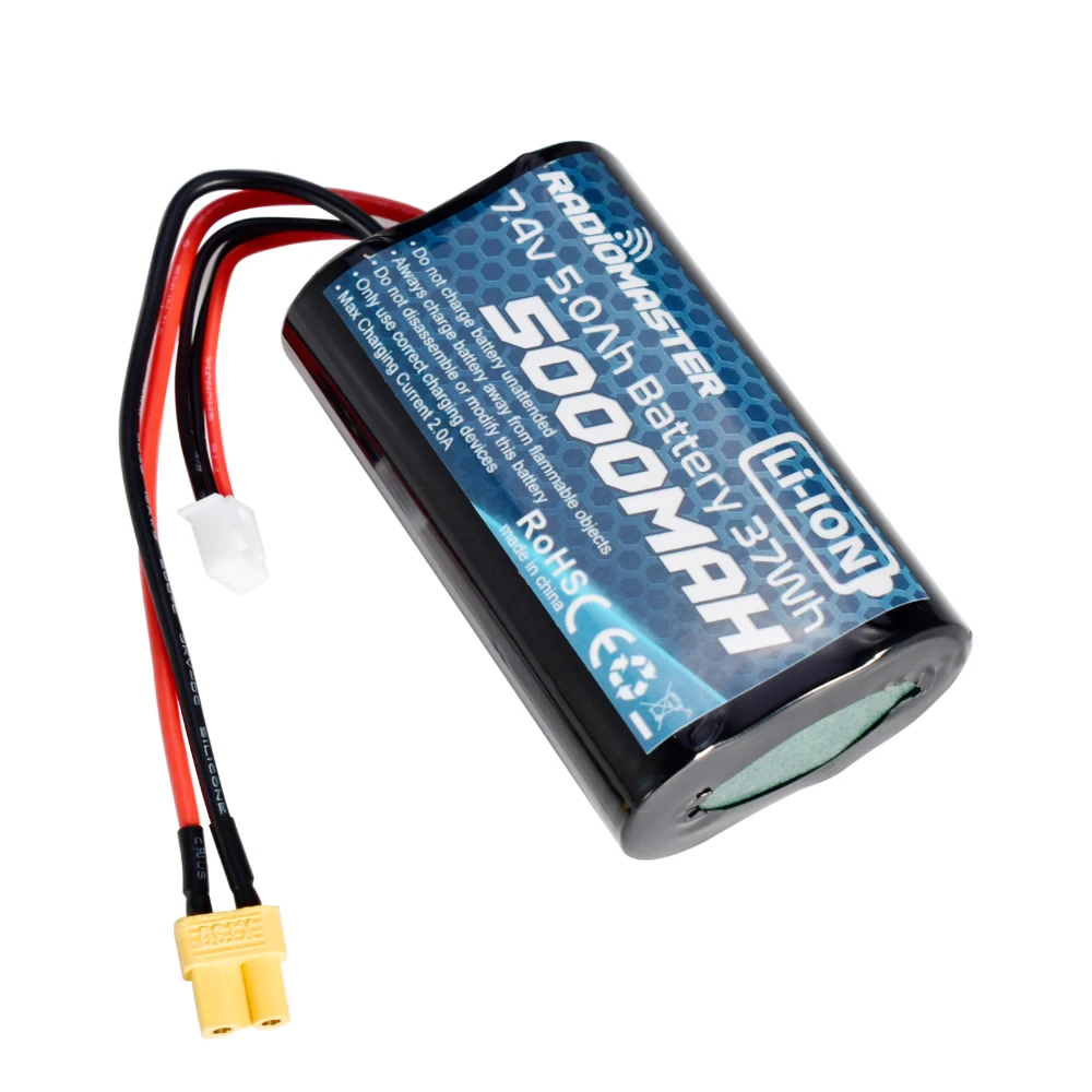 RadioMaster 5000mah 7.4V 2S 37wh Battery High Capacity JST-XH and XT30 Plug for TX12/TX16/TX16S/Boxer Remote Control Transmitter